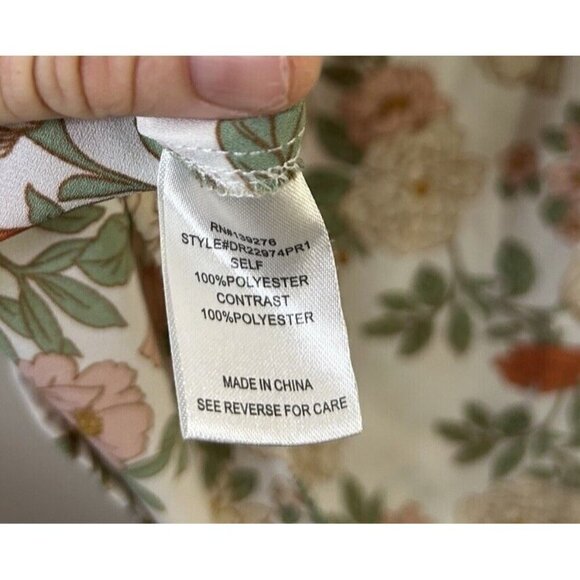 DR2 White Yellow Floral Top Tunic Light Weight Short Sleeve Blouse Size Large - Picture 10 of 10